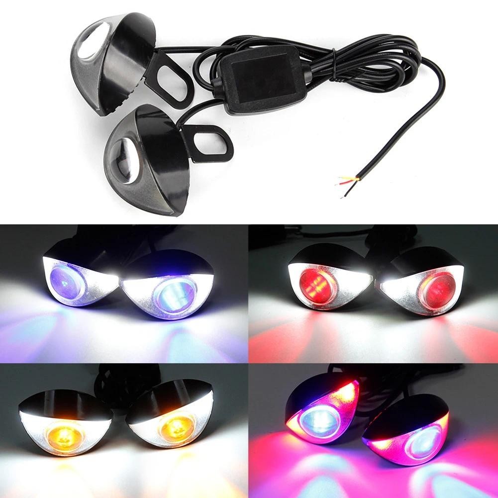 Par Universal Espelho Retrovisor Da Motocicleta LED Luzes Águia Bicicleta Elétrica Sinal De Volta Luz Freio Farol Strobe