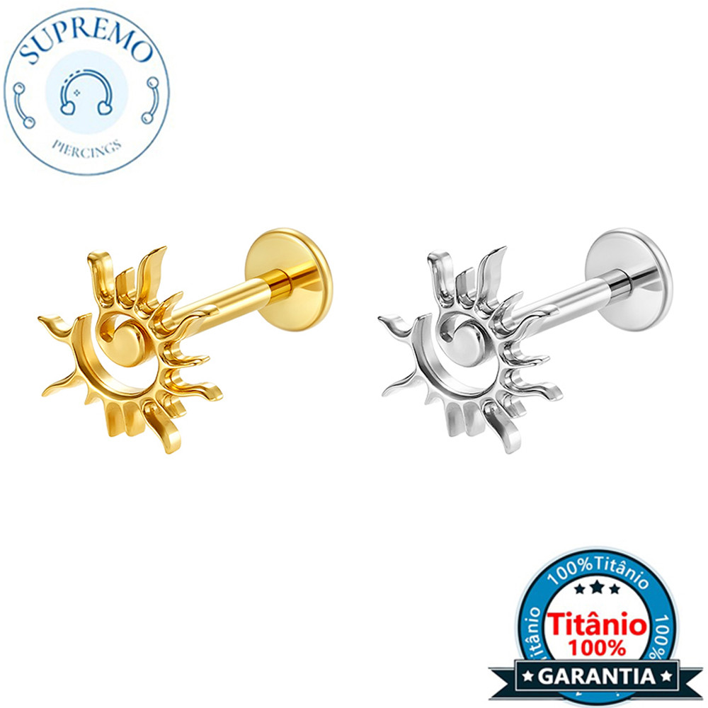 Piercing Labret Titânio PVD Sol Com Helix Conch Tragus Rook Cartilage Hypoallergenic Earring