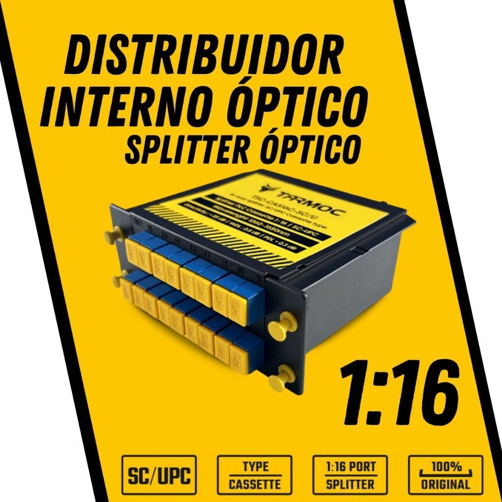 DISTRIBUIDOR INTERNO DIO SPLITTER ÓPTICO SC/UPC 1X16 CANAIS TARMOC TSC-CAS16C-SC/U