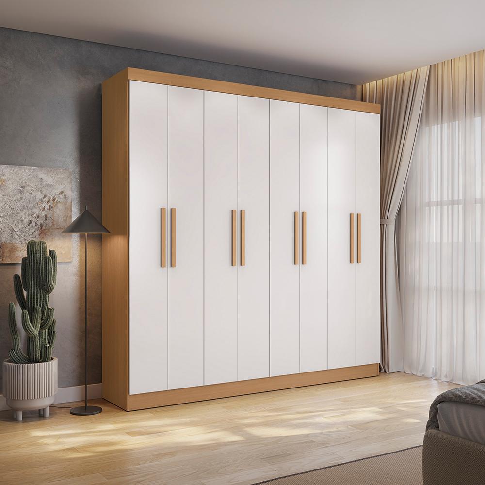 Guarda Roupas Casal 8 Portas 4 Gavetas Kappesberg Tapajós/Branco 218cm