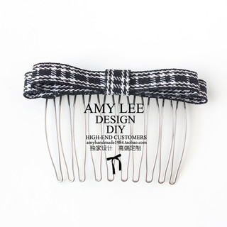 Coreia coreia Houndstooth orelhas de coelho pequenos acessórios de cabelo preto branco listrado arco tamanho pequeno gra