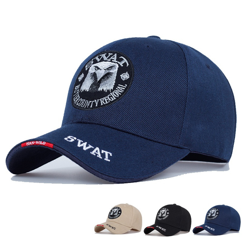 Boné Militar SWAT Masculino com Águia Bordada, Bonés de Beisebol Pretos para Homens, Bonés Snapback Femininos, Boné Táti