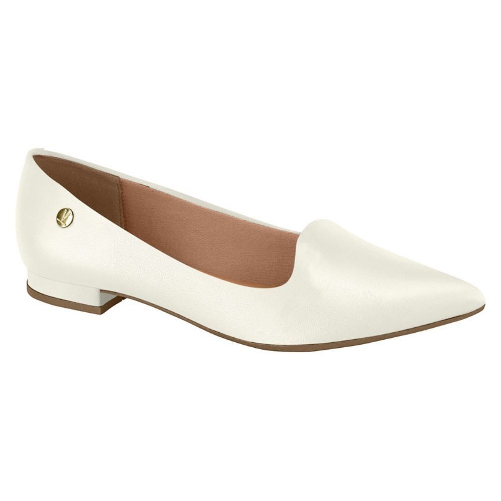 Sapatilha Feminina Bico Fino Pelica Branco Off Vizzano 1206.261
