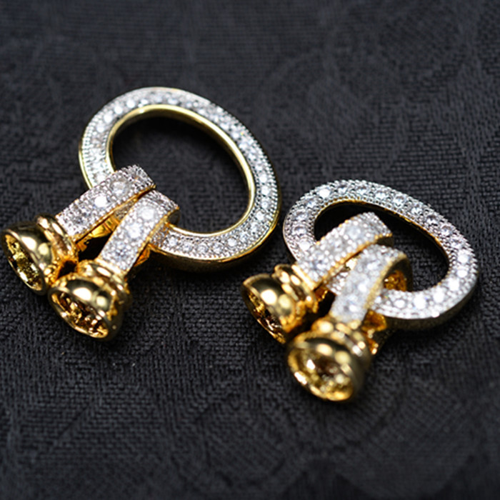 DIY acessórios de jóias prata cheia diamante pérola fivela colar fivela pulseira fivela única fileira dupla fivela porta