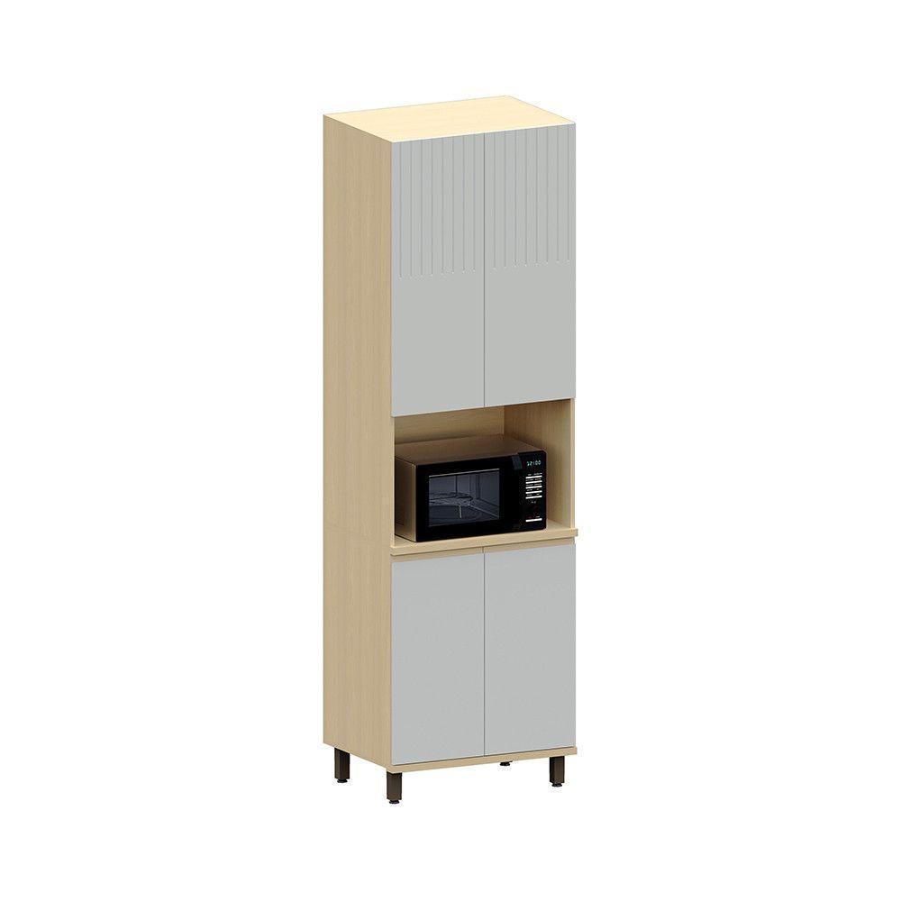 Paneleiro 100% Mdf 4 Portas 70cm Aura Luciane Móveis Carvalho-cinza Cristal
