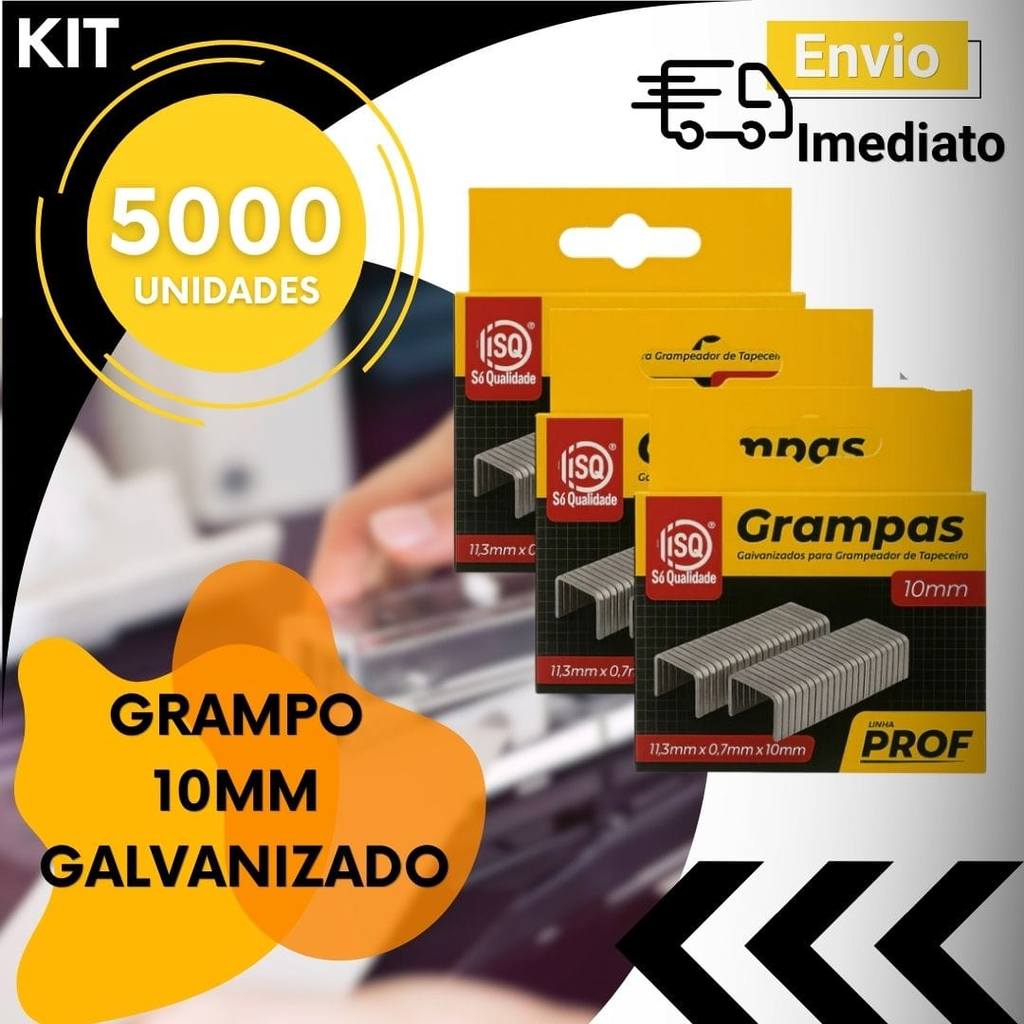 Kit Grampos 10mm 1000 2000 3000 5000 Peças Refil Grampeador Forte Escritório Escola