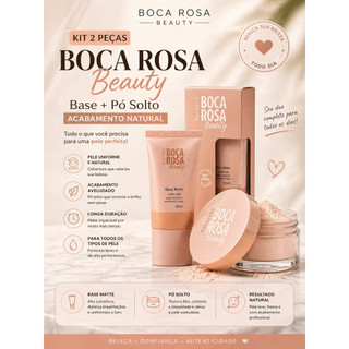 Kit Boca Rosa Beauty 2 Peças – Base + Pó Solto Matte Natural