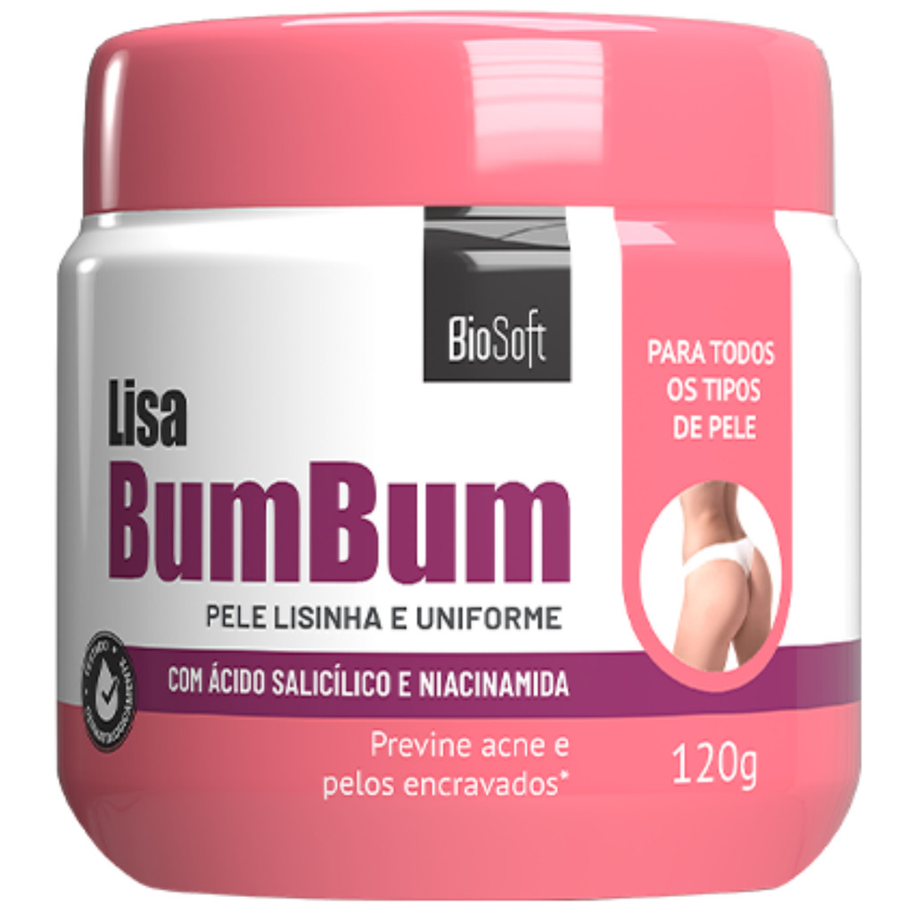 Creme Lisa BumBum BioSoft Niacinamida Pelos Encravados Acne Pele Uniforme Todos Tipos Pele 120g
