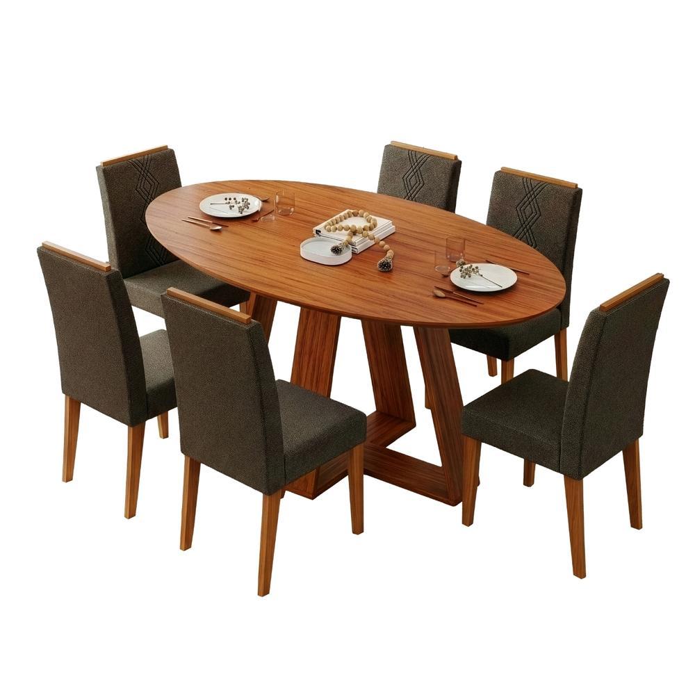 Conjunto Sala de Jantar Mesa 1,80m Vick 6 Cadeiras Tati