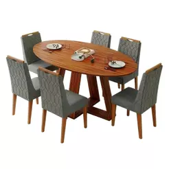 Conjunto Sala de Jantar Mesa 1,80m Vick 6 Cadeiras Bel