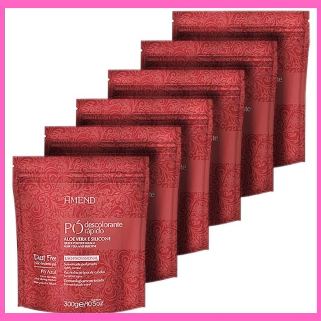 kit Com 6 Pó Descolorante Rápido Amend Aloe Vera E Silicone 300G