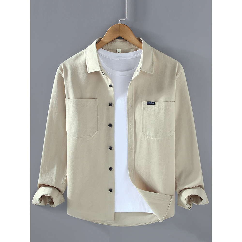 Outono puro algodão camisa masculina de manga comprida High-End Casual All-Match topo rufião bonito solto na moda ferram