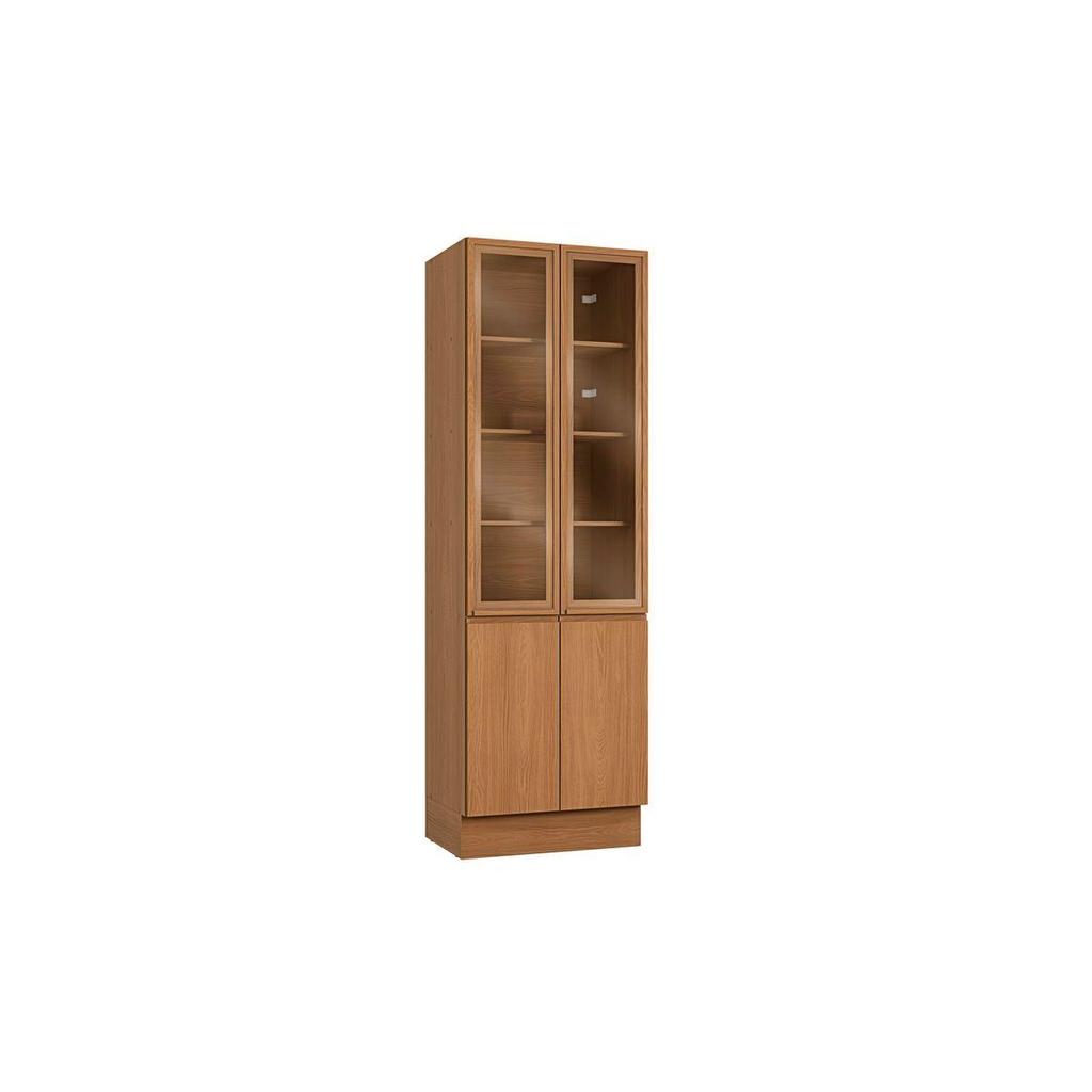 Paneleiro de Cozinha Modulado Cristaleira Ciela R631 c/ 4 Portas (2 c/ Vidro) 70x220cm Canela - Kappesberg