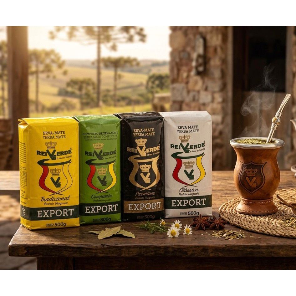 Kit 4 Erva Mate Rei Verde Padrão Uruguaio 500g