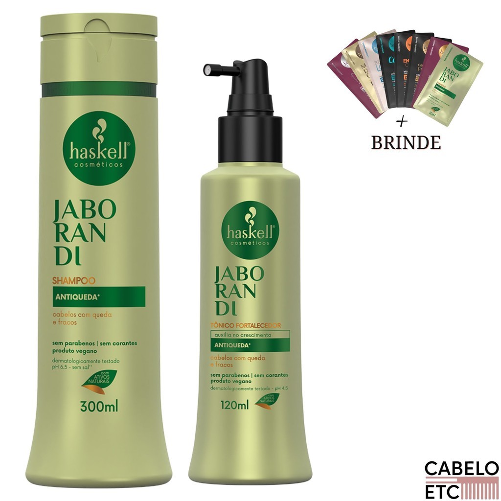 Kit Jaborandi Shampoo 300ml + Tônico Fortalecedor Jaborandi 120ml - Haskell