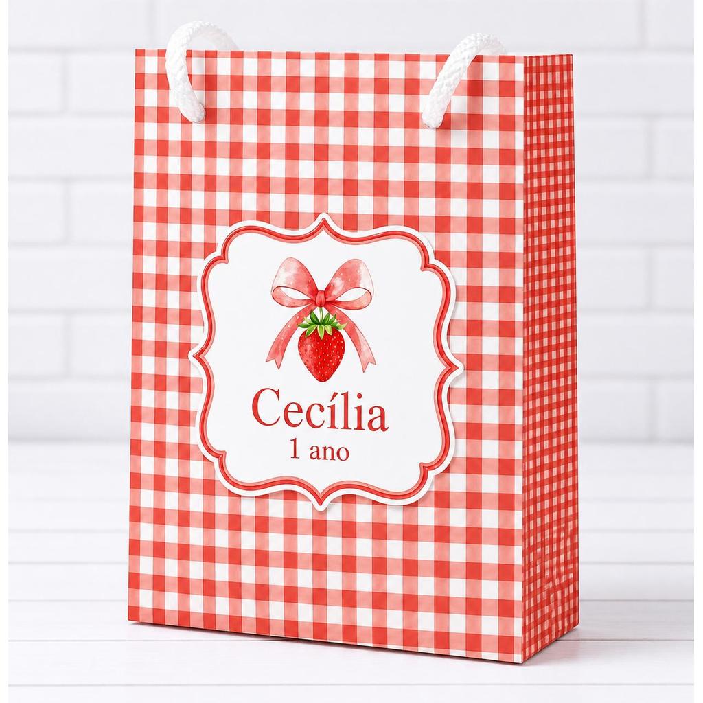 Sacolinha Personalizados Morango Moranguinho (PEGUE E MONTE) / Lembrancinha Mimos Festa Aniversário Infantil