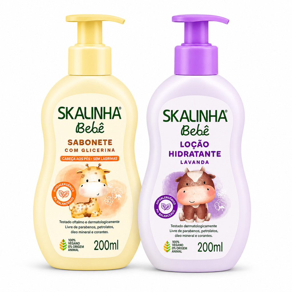 Kit Skalinha Bebê Sabonete Glicerina 200ml + Loção Hidratante Lavanda 200ml