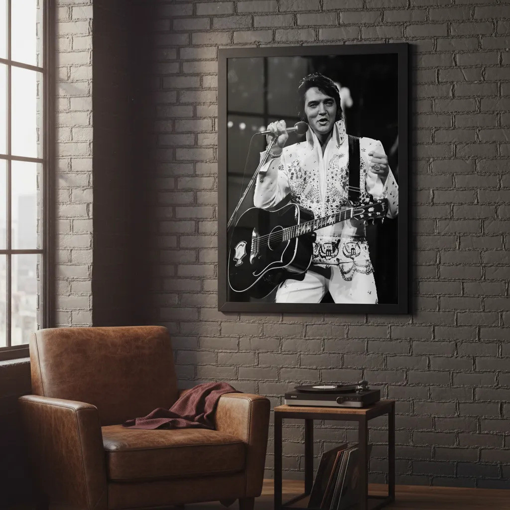 Quadro Moldura 30x40poste Elvis Presley Rock Classico Retro
