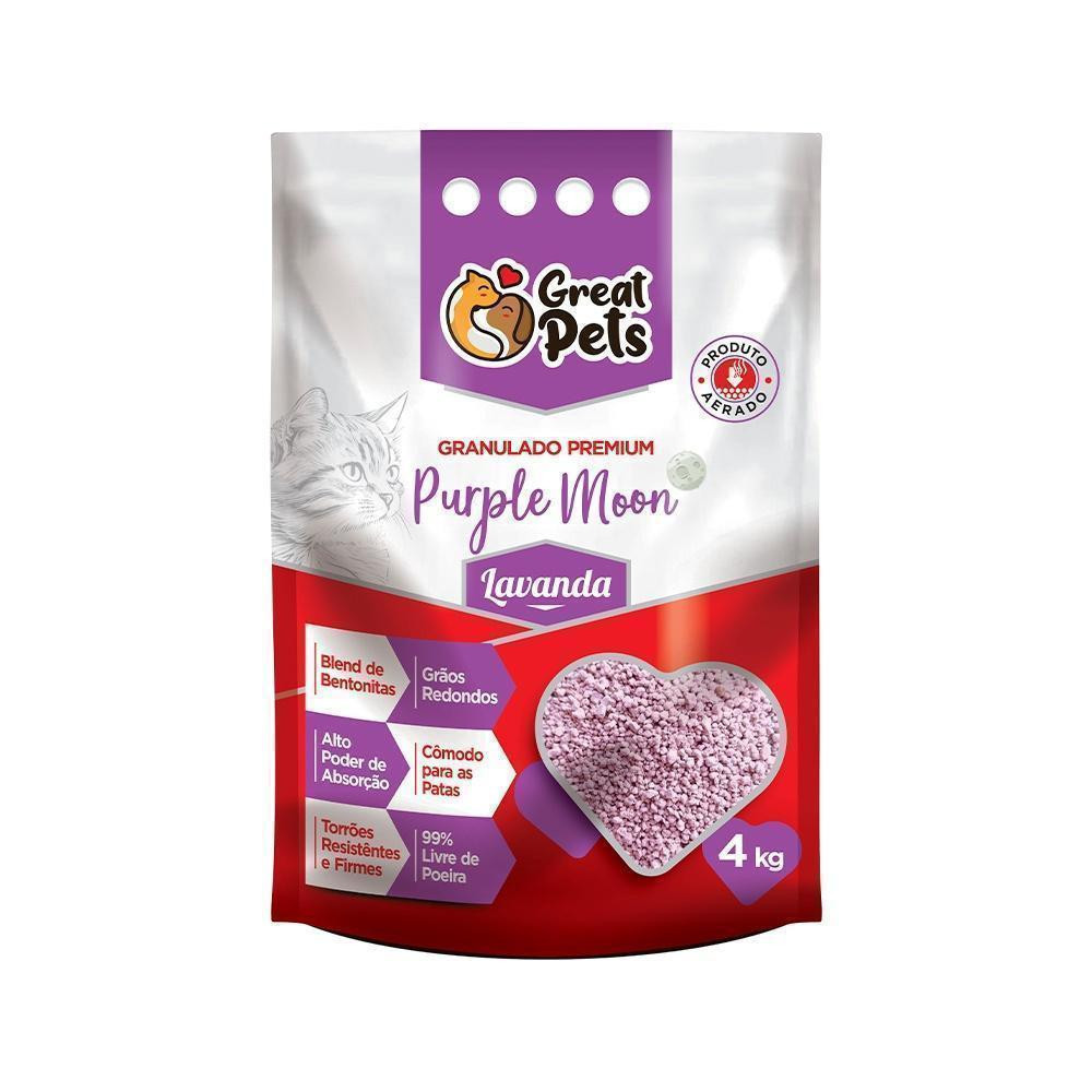 Areia HigiÃªnica Great Pets Bentonita Premium Lavanda para Gatos 4kg
