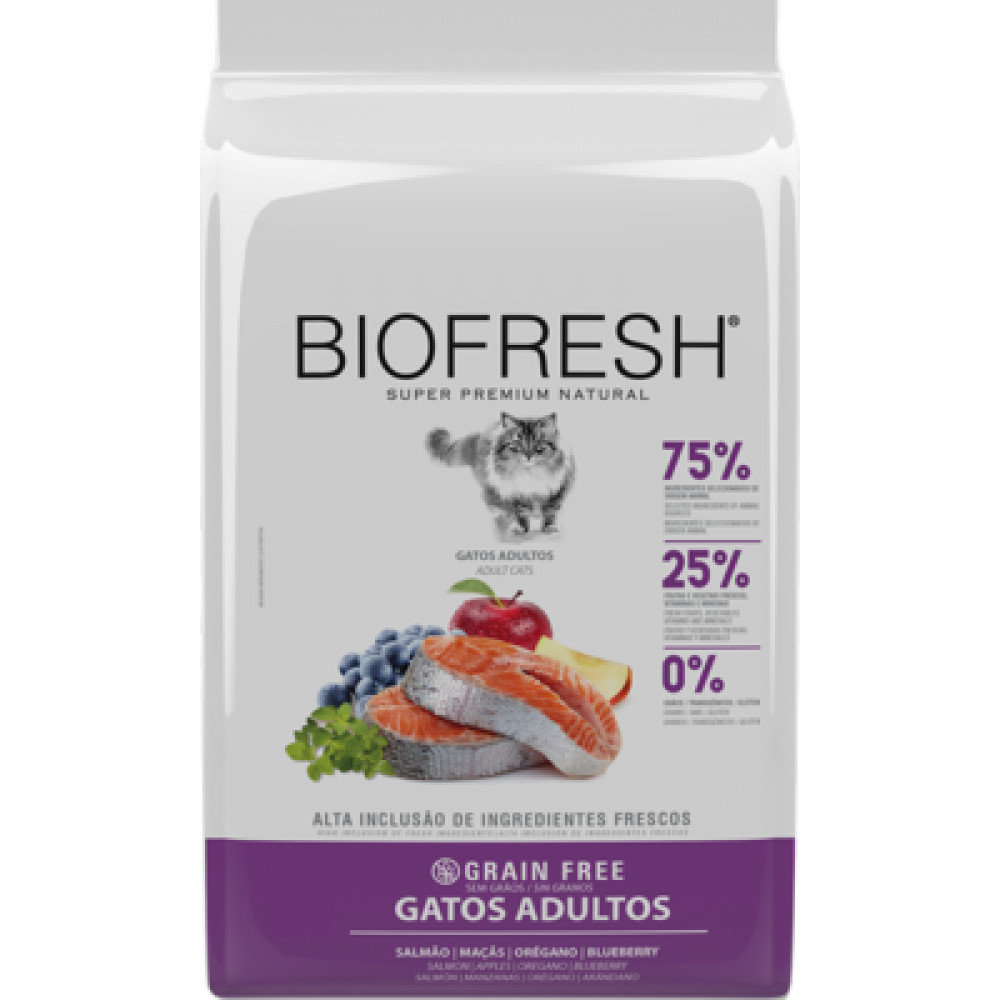 Ração Seca Biofresh Salmão, Maçãs, Orégano e Blueberry para Gatos Adultos 1,5Kg