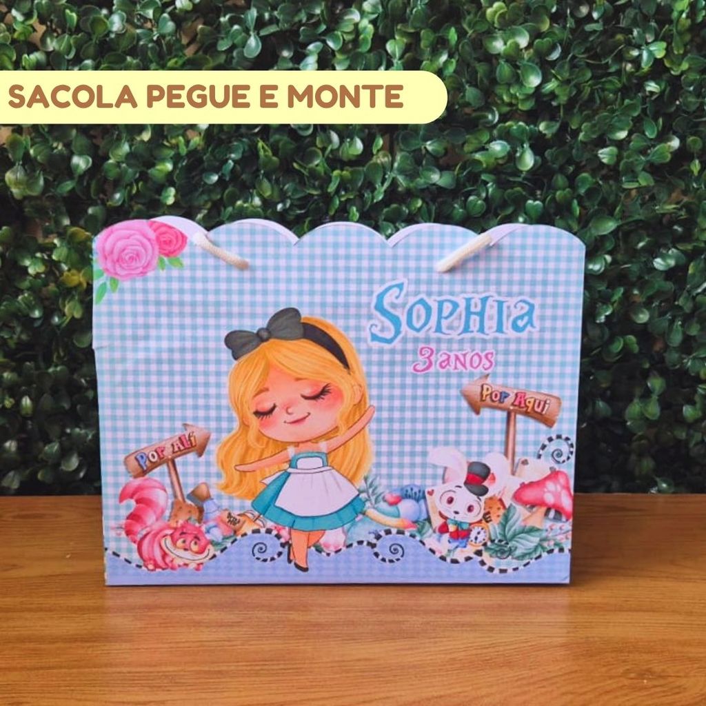 Sacola personalizada ALICE NO PAÍS DAS MARAVILHAS | Lembrancinhas personalizadas |Aniversário infantil | (PEGUE E MONTE)