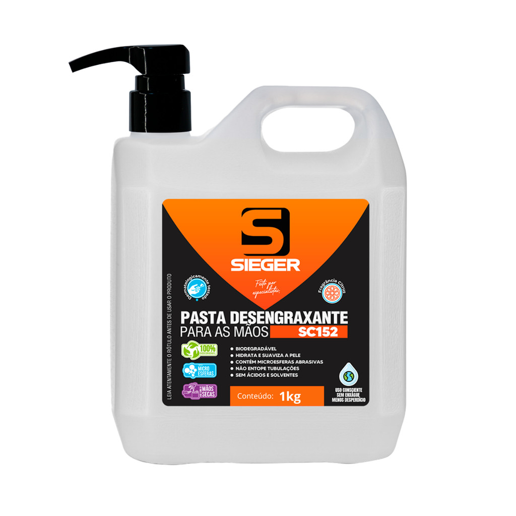 Sabão Creme Pasta Desengraxante Esfoliante Para as Mãos Sieger Limpeza Pesada