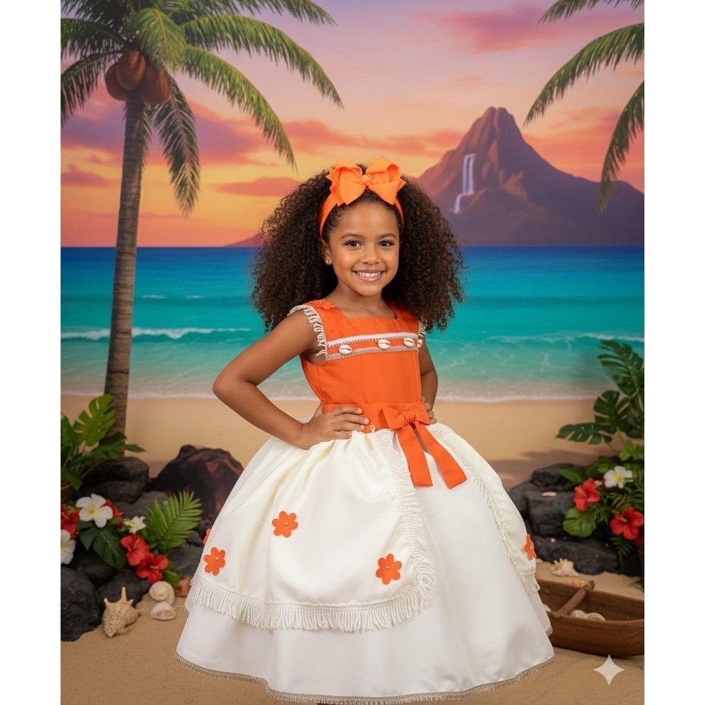 Vestido Estiloso Tematicos Kids Moana Modelo 3