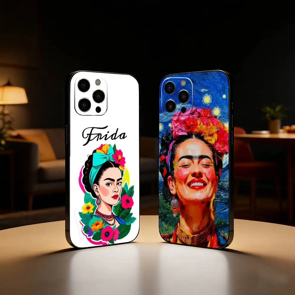 Capa de Telefone Artística TP-1 F-Frida-s K-Kahlo-g para iPhone 17, 16, 15, 14, 13, 12 Plus, Max, Capa de Silicone Macio