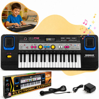 Teclado Piano Musical Eletrônico Com 37 Teclas Infantil Com Microfone Educativo Com Fonte Kizumba