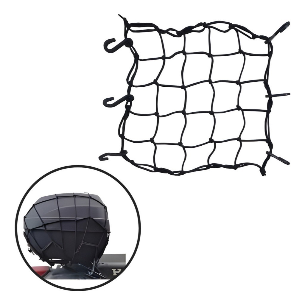 Rede Elástica Aranha Para Moto Bagageiro Capacete 35x35 Todas as Cores