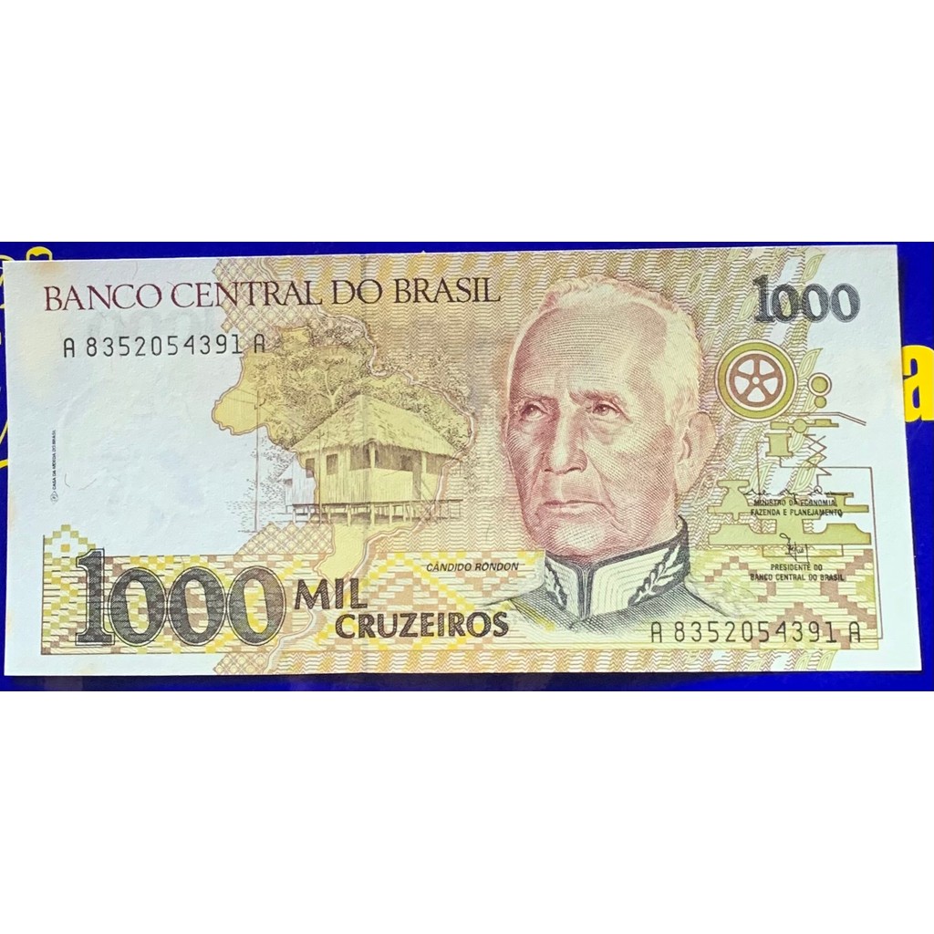 Cédula 1000 Cruzeiros Banco Central Do Brasil Antigas Coleção Brasil