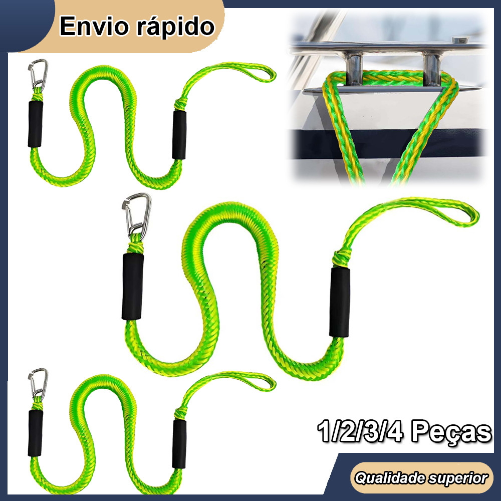 Verde Corda marinha elástica para barco de 1.2m para ancoragem com clipe de aço inoxidável 304 acessório de barco 1-4pçs