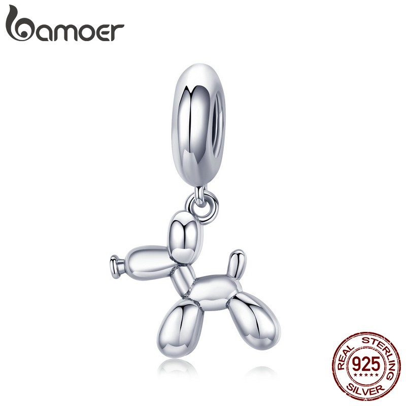 Bamoer Balão Filhote De Cachorro Charme 925 Pulseira De Prata Bonito Moda Femini