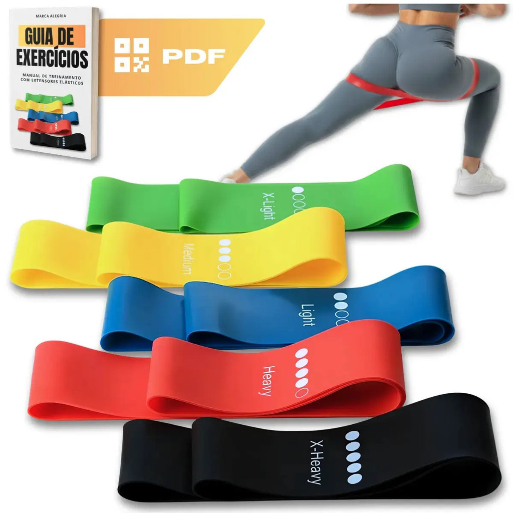Kit 5 Faixa Elástica Super Mini Band Extensor Elástico Para Treino Resistência Funcional Academia Ginástica