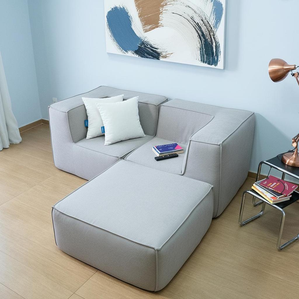 Sofá Modular Flow Boucle 2 Lugares com 2 Cantos e Chaise para Sala Moderna Premium