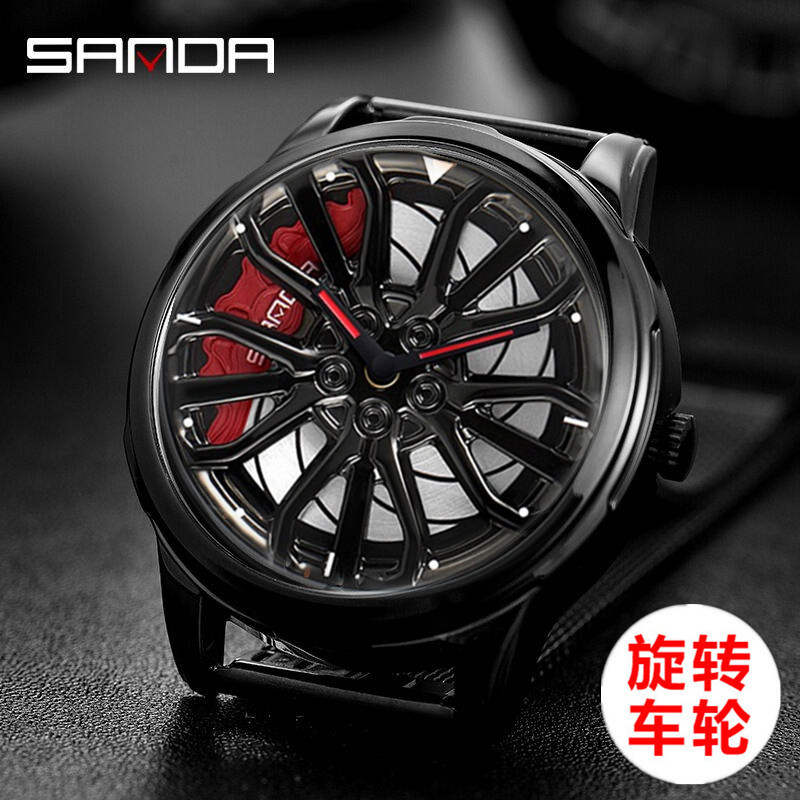 Importado TE roda Hub 37 relógio masculino tridimensional oco 360 rotativo pinças de carro roda de freio à prova dwaterp