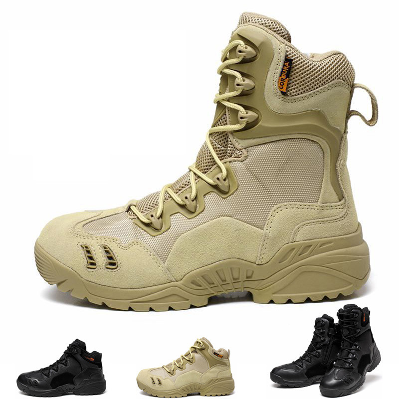 Botas táticas para deserto ao ar livre, botas para caminhada, adultos, meninos, crianças, cano baixo, cano alto, antider