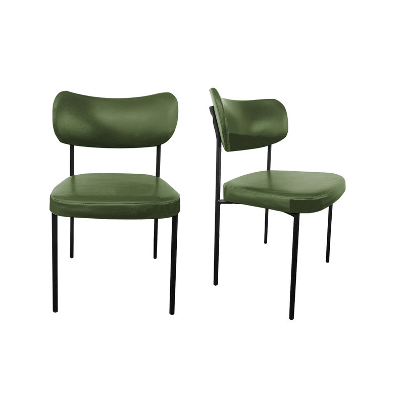 Kit 2 Cadeira de Jantar Mila Estofada Sala Mesa de Jantar Gourmet Linho Verde
