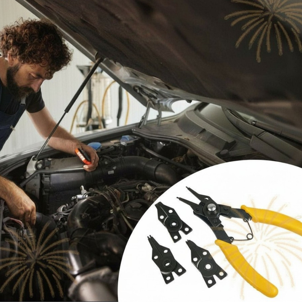 Alicate De Anéis 4 Em 1 Com Cabeças Intercambiáveis Interno E Externo — imagem 2 de 2