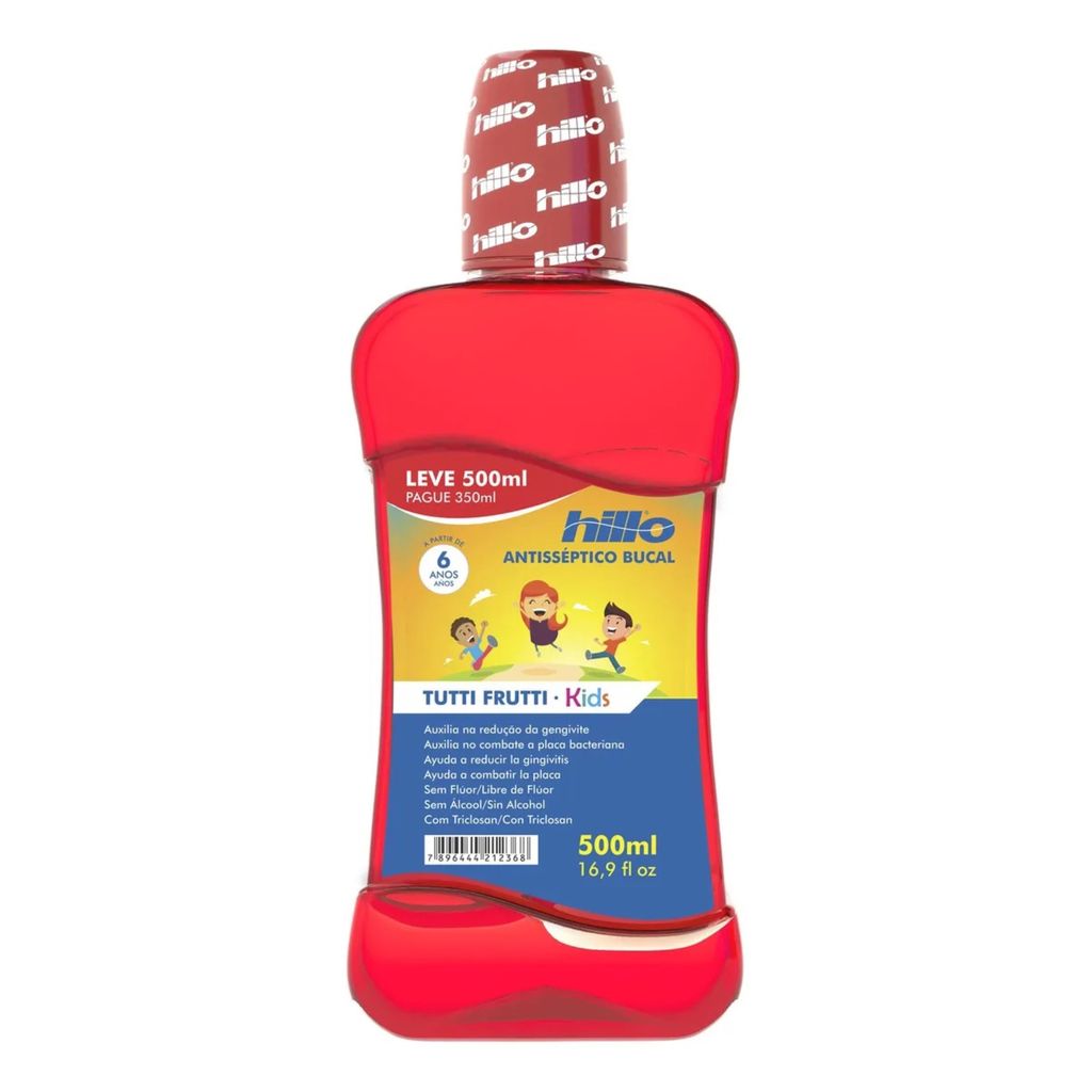 Enxaguante Antisséptico Bucal Hillo Kids Tutti Frutti 500ml