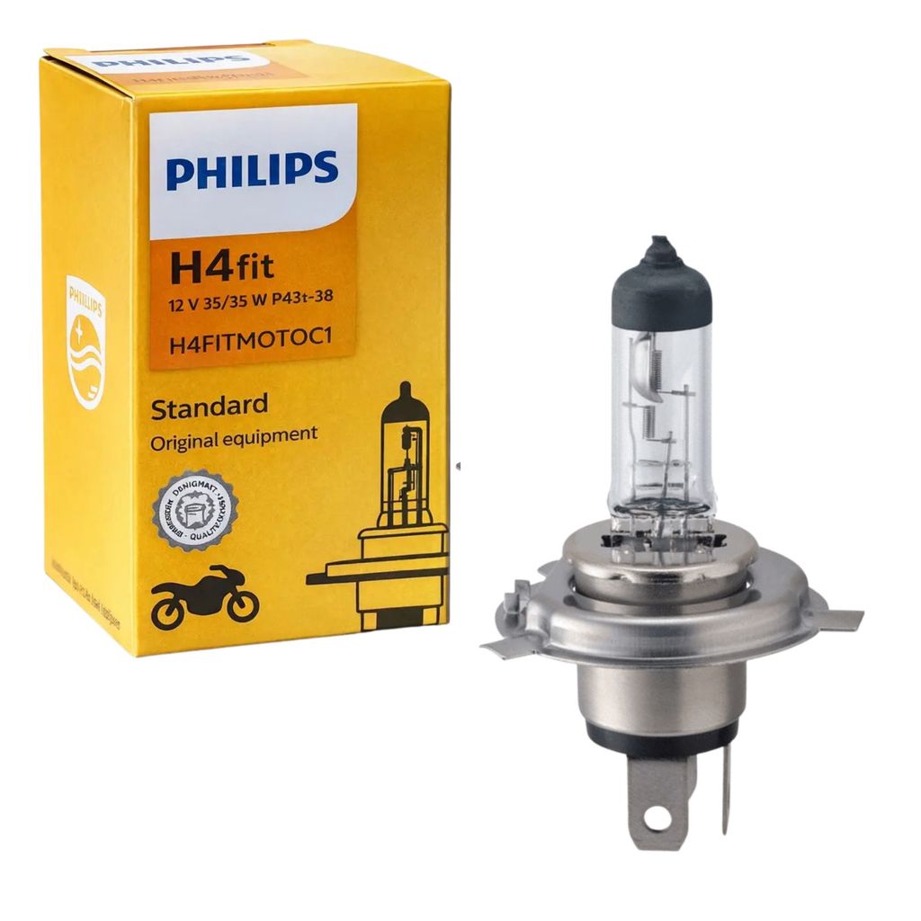 LÂMPADA PHILIPS REPOSIÇÃO STANDARD PHILIPS FAROL ALTO BAIXO MOTO CG FAN TITAN H4 FIT 35/35W 12V