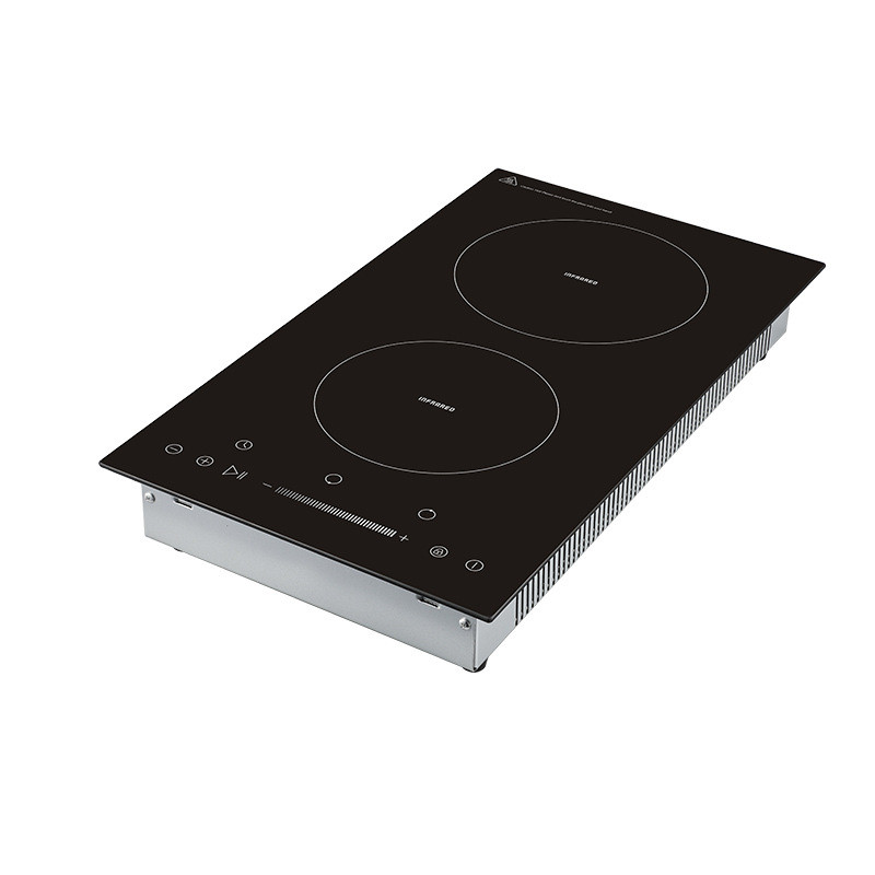 Cooktop De Cerâmica Elétrico Duplo Embutido Inteligente 2 Queimadores Fogão Infravermelho Panela Quente Para Churrasco