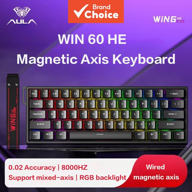 Aula Win60He Teclado Mecânico com Chave Magnética com Fio, Retroiluminação RGB, Personalizável, para Esports e Jogos