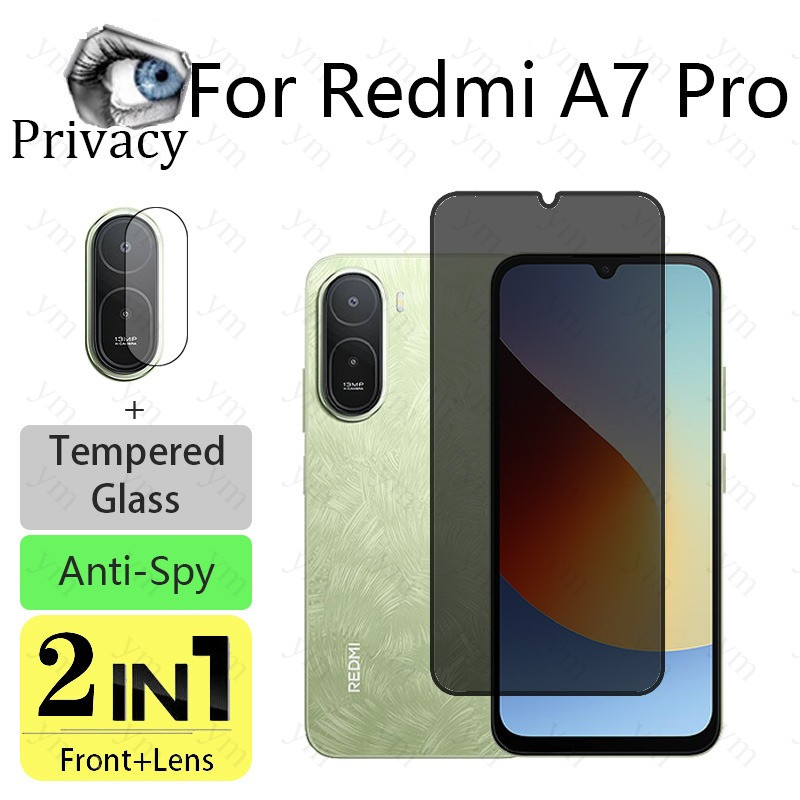 2 Em 1 Redmi A7 Pro Protetor De Tela De Vidro Temperado Anti-Espionagem Proteção Protetora De Privacidade Espião Para A5