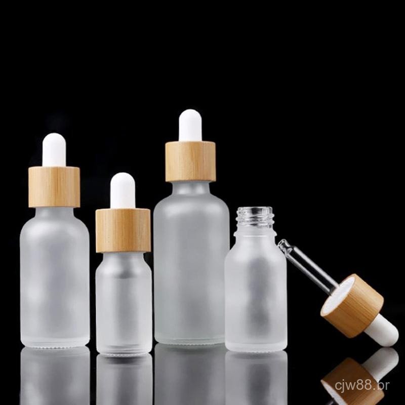 1 unidade de frasco conta-gotas de vidro fosco vazio de 5-100ml, recipiente para embalagem de cosméticos, frasco de alta