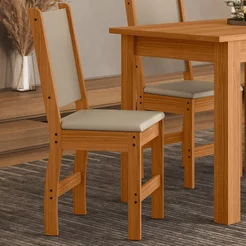 Kit 6 Cadeiras de Jantar MDF Clara Laranja/Freijo/Savana Freijó/Savana