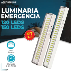 Luminária Emergência Portátil 120 ou 150 Led PRO Branco Frio 110V-220V Bivolt