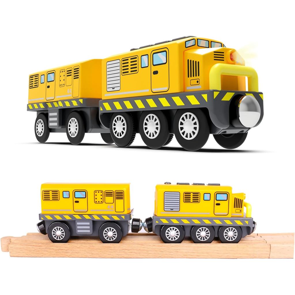 Trem Motorizado para Trilhos de Madeira, Locomotiva a Bateria com Conexão Magnética Compatível com Acessórios Thomas e B
