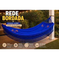 Rede De Dormir Descanso Luxo 4,20m Sol a Sol Gigante Bordada Resistente Tecido Antialérgica Grosso