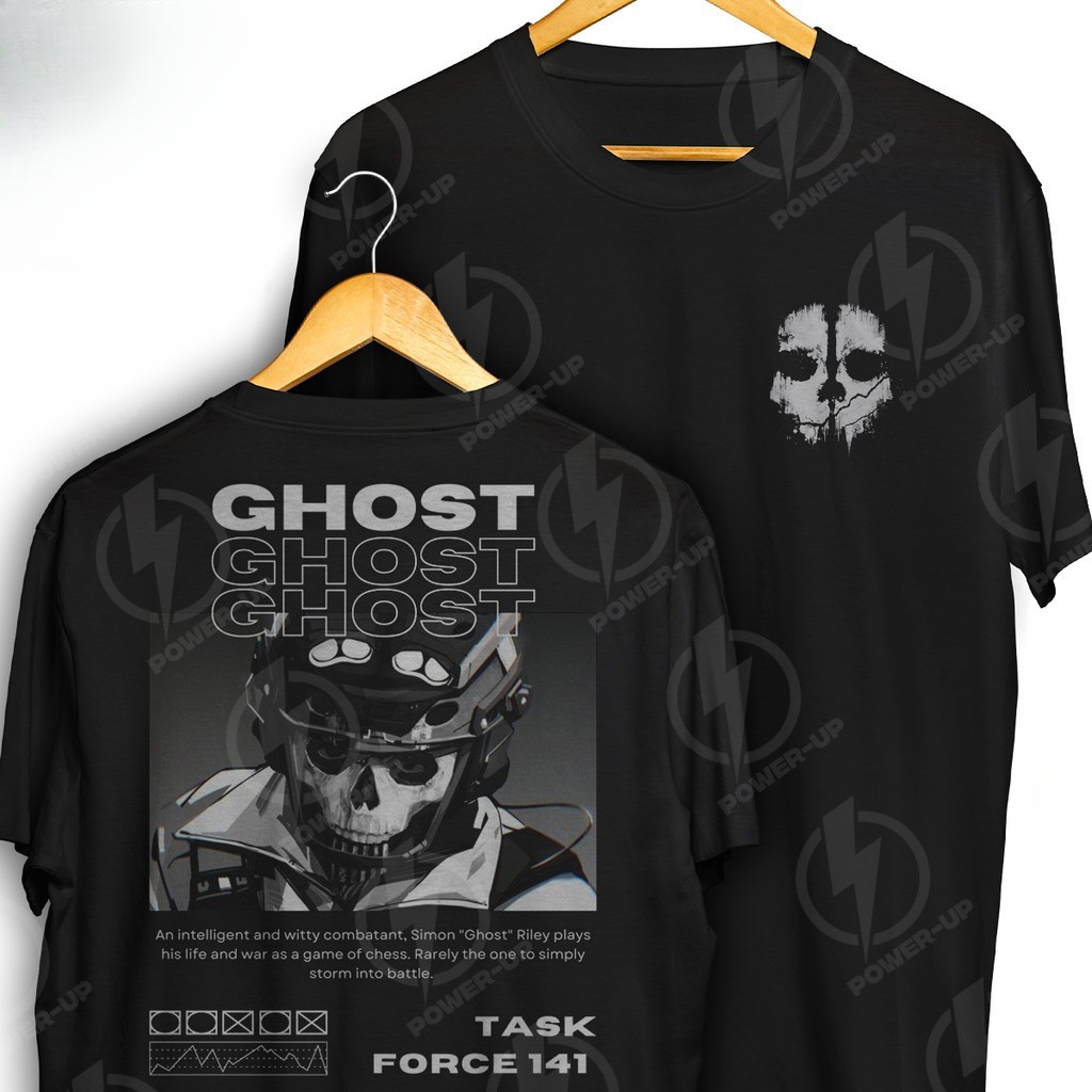 [Camiseta Vintage Masculina Algodão]HYP Camiseta Ghost Call Of Duty Modern Warfare Frente E Verso Blusa Camisa 100% Algo